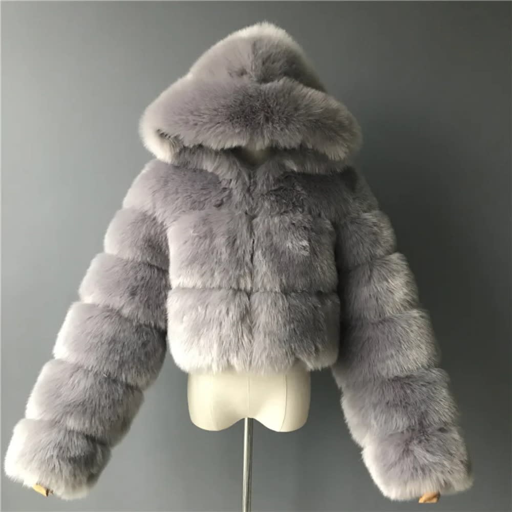 2021 High Quality Faux Fox Fur Coat for Women Slim Fit Jacket